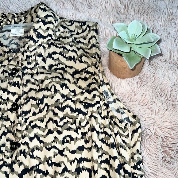 Gerard Darel Sleeveless Partial-Button Front Abstract Print Dress Size: US 10 - Picture 5 of 16